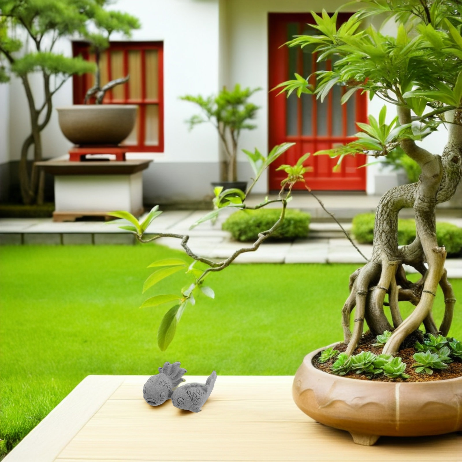 2Pcs Patung Ikan Koi Taman Rea - Bonsai Koi Garden ulasan dan harga